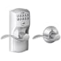 Schlage Camelot Keypad Entry with Auto-Lock Door Lever Set with Accent Interior Lever Satin Chrome