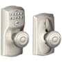 Schlage Camelot Keypad Entry with Flex-Lock Door Knob Set with Georgian Interior Knob Satin Nickel