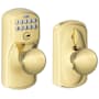 Schlage Plymouth Keypad Entry with Flex-Lock Door Knob Set with Plymouth Interior Knob Lifetime Polished Brass