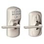 Schlage Keypad Entry Lock with Flex Lock with Lattitude Lever from the Plymouth Collection Satin Nickel