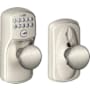 Schlage Plymouth Keypad Entry with Flex-Lock Door Knob Set with Plymouth Interior Knob Satin Nickel