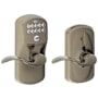 Schlage Keypad Entry Lock Leverset with Flex Lock and Accent Lever from the Plymouth Collection Antique Pewter