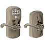 Schlage Flex Lock Keypad Entry Lock Leverset with Flair Lever from the Plymouth Collection Antique Pewter