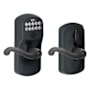 Schlage Flex Lock Keypad Entry Lock Leverset with Flair Lever from the Plymouth Collection Aged Bronze