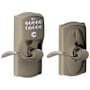 Schlage Camelot Keypad Entry with Flex-Lock Door Lever Set with Accent Interior Lever Antique Pewter
