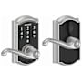 Schlage Camelot Touch Entry Leverset with Flair Lever Satin Chrome