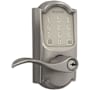 Schlage Encode WiFi Enabled Electronic Keypad Accent Door Lever with Camelot Trim Satin Nickel