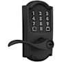 Schlage Encode WiFi Enabled Electronic Keypad Accent Door Lever with Camelot Trim Matte Black