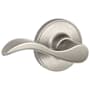 Schlage Seville Passage Door Lever Set with Round Rose from the J Series Satin Nickel