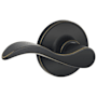 Schlage Seville Passage Door Lever Set with Round Rose from the J Series Aged Bronze