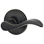 Schlage Seville Right Handed Non-Turning One-Sided Dummy Door Lever with Round Rose from the J Series Aged Bronze