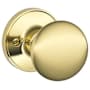 Schlage Stratus Non-Turning One-Sided Dummy Door Knob with Round Rose from the J-Series Polished Brass
