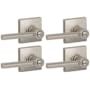 Schlage Broadway Privacy Door Lever Set with Decorative Collins Trim from the J-Series - Pack of 4 Satin Nickel