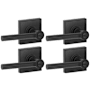 Schlage Broadway Privacy Door Lever Set with Decorative Collins Trim from the J-Series - Pack of 4 Matte Black