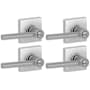 Schlage Broadway Privacy Door Lever Set with Decorative Collins Trim from the J-Series - Pack of 4 Satin Chrome