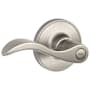 Schlage Seville Privacy Door Lever Set with Round Rose from the J Series Satin Nickel