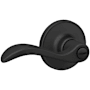 Schlage Seville Privacy Door Lever Set with Round Rose from the J Series Matte Black