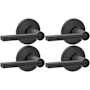 Schlage Solstice Privacy Door Lever Set from the J-Series - Pack of 4 Matte Black