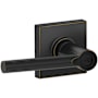 Schlage Broadway Single Cylinder Keyed Entry Door Lever Set with Decorative Collins Trim (Formerly Dexter) Aged Bronze