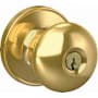 Schlage Stratus Single Cylinder Keyed Entry Door Knob Set with Round Rose from the J Series Polished Brass