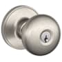 Schlage Stratus Single Cylinder Keyed Entry Door Knob Set with Round Rose from the J Series Satin Nickel