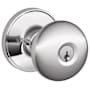 Schlage Stratus Single Cylinder Keyed Entry Door Knob Set with Round Rose from the J Series Bright Chrome