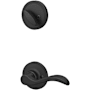 Schlage Left Handed Single Cylinder Keyed Entry Interior Only Pack with Seville Lever from the J Series Matte Black