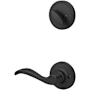 Schlage Right Handed Single Cylinder Keyed Entry Interior Only Pack with Seville Lever from the J Series Matte Black