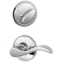 Schlage Left Handed Single Cylinder Keyed Entry Interior Only Pack with Seville Lever from the J Series Bright Chrome