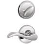 Schlage Right Handed Single Cylinder Keyed Entry Interior Only Pack with Seville Lever from the J Series Bright Chrome