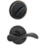 Schlage Left Handed Single Cylinder Keyed Entry Interior Only Pack with Seville Lever from the J Series Aged Bronze