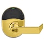 Schlage Rhodes Electronic Storeroom Door Lever with ENGAGE™ Technology from the NDE Series - Full Size Interchangeable Core Bright Brass