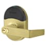 Schlage Rhodes Electronic Storeroom Door Lever with ENGAGE™ Technology from the NDE Series - Full Size Interchangeable Core Satin Brass