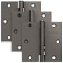 Schlage Pack of Three 3.5" x 3.5" Square Corner Plain Bearing Mortise Hinges Black Stainless