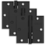 Schlage Pack of Three 3.5" x 3.5" Square Corner Plain Bearing Mortise Hinges Matte Black