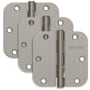 Schlage Pack of Three 3.5" x 3.5" Plain Bearing 5/8" Radius Corner Mortise Hinges Satin Nickel