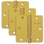 Schlage Pack of Three 3.5" x 3.5" Plain Bearing 1/4" Radius Corner Mortise Hinges Satin Brass
