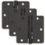 Schlage Pack of Three 3.5" x 3.5" Plain Bearing 1/4" Radius Corner Mortise Hinges Aged Bronze