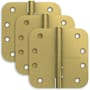 Schlage Pack of Three 4" x 4" Plain Bearing 5/8" Radius Corner Mortise Hinges Satin Brass