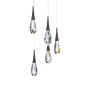 Schonbek Beyond Hibiscus 5 Light 17" Wide Switchable Color Temperature LED Faceted Crystal Multi Pendant Light Black