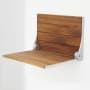 Seachrome Silhouette 19" Wide Wall Mounted Folding Shower Seat - Teak Wood Seat Teak Wood / Silver