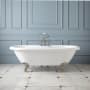 Signature Hardware Audrey 59" Acrylic Soaking Clawfoot Tub with Tap Deck and Pre-Drilled Overflow Hole - Less Drain White / Chrome Feet