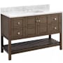 Signature Hardware Olsen 48" Freestanding Single Basin Vanity Set with Cabinet, Vanity Top, and Rectangular Undermount Sink - 8" Faucet Holes Carrara Marble
