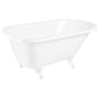 Signature Hardware Miya 61" Cast Iron Soaking Clawfoot Tub with Rolled Rim, Pre-Drilled Overflow Hole and 3-3/8" Wall Holes - Less Drain White / White Feet
