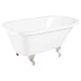Signature Hardware Miya 66" Cast Iron Soaking Clawfoot Tub with Pre-Drilled Overflow Hole and Tap Deck - Less Drain White / Brushed Nickel Feet