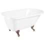 Signature Hardware Miya 66" Cast Iron Soaking Clawfoot Tub with Pre-Drilled Overflow Hole and Tap Deck - Less Drain White / Oil Rubbed Bronze Feet