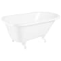 Signature Hardware Miya 66" Cast Iron Soaking Clawfoot Tub with Pre-Drilled Overflow Hole and Tap Deck - Less Drain White / White Feet