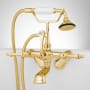 Signature Hardware Tub Wall Mounted Tub Filler Faucet with Lever Handles - Includes Hand Shower, Valve Included Polished Brass
