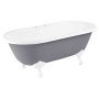 Signature Hardware Sanford 66" Dark Gray Cast Iron Soaking Clawfoot Tub with Pre-Drilled Overflow Hole and 7" Rim Holes - Less Drain Dark Gray / White Feet