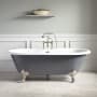 Signature Hardware Sanford 66" Cast Iron Soaking Clawfoot Tub with Pre-Drilled Overflow Hole, 7" Rim Holes and Imperial Feet Dark Gray / Brushed Nickel Feet